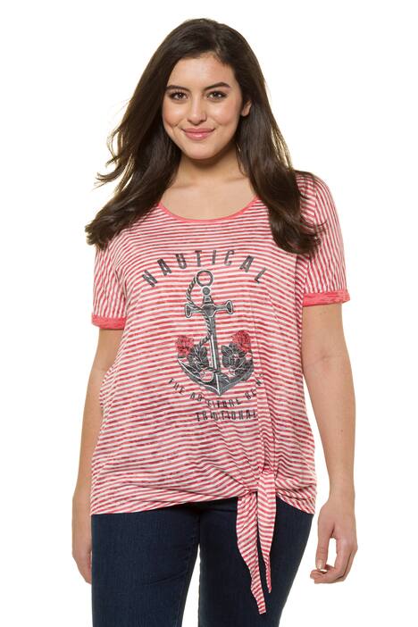 Stripe Nautical Dolman Sleeve Tie Hem Knit Top