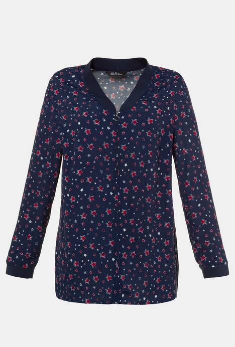 Star Zipper Long Sleeve Viscose Blouson Jacket