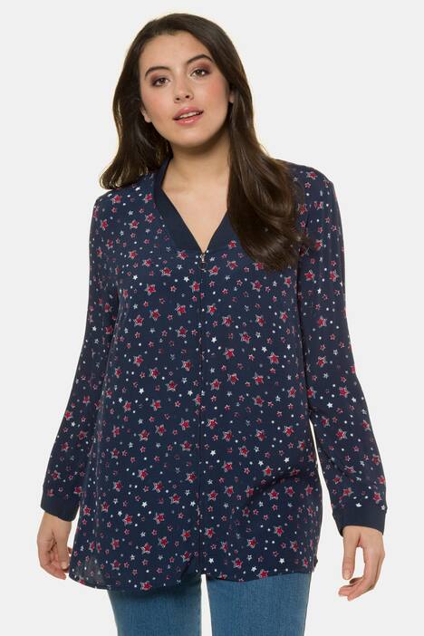 Star Zipper Long Sleeve Viscose Blouson Jacket
