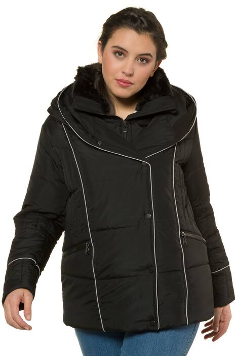 Piped Layer Quilted Assymetric Closure Jacket