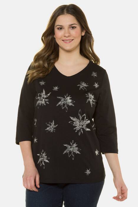 Retro Floral Front Print Classic Fit Cotton Tee