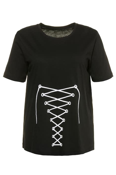 Corset Lace Front Regular Fit Cotton Tee