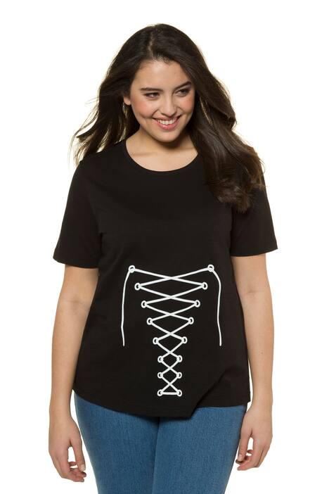 Corset Lace Front Regular Fit Cotton Tee