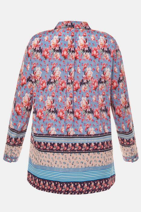Hemdbluse, Blüten-Motive, Regular, Viskose-Krepp