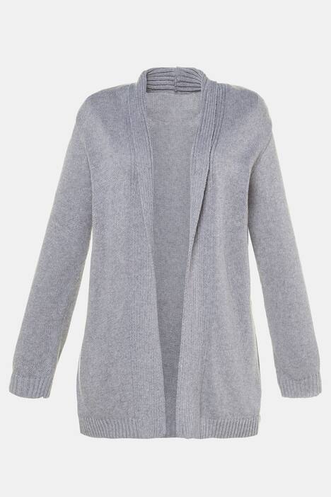Cardigan, gerippter Schalkragen, weicher Strick