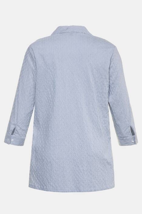Bubblebluse, Reißverschluss, offener Hemdkragen, 3/4-Arm, Seitenschlitze