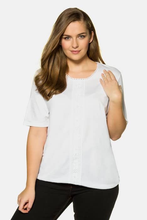 Eco Cotton Lace Trim Elastic Hem Tee