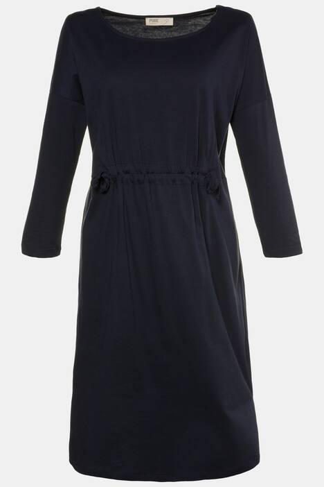 Eco Cotton Tie Waist Long Sleeve Knit Dress
