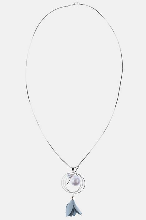 Kette, glänzende Zierkugel, Metallic-Ring, Stoffblüte