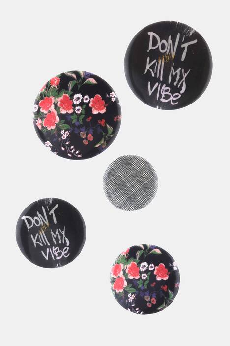 Buttons, 5er-Set, Blüten, 'Don't kill my vibe'