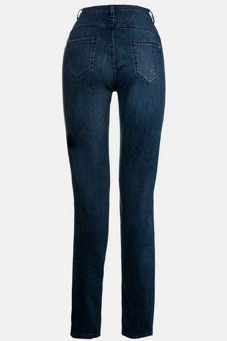Jeans Anna, weiter Boyfriend-Fit, Glitzerschrift, 4-Pocket