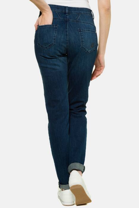 Jeans Anna, weiter Boyfriend-Fit, Glitzerschrift, 4-Pocket