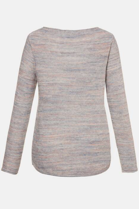 Pullover, Linksstrick, U-Boot-Ausschnitt, runder Saum