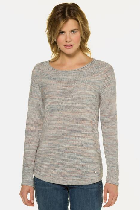 Pullover, Linksstrick, U-Boot-Ausschnitt, runder Saum