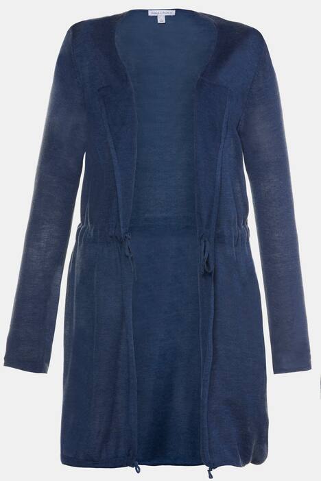 Strickjacke, Tunnelzug, lange Form, Bindeband