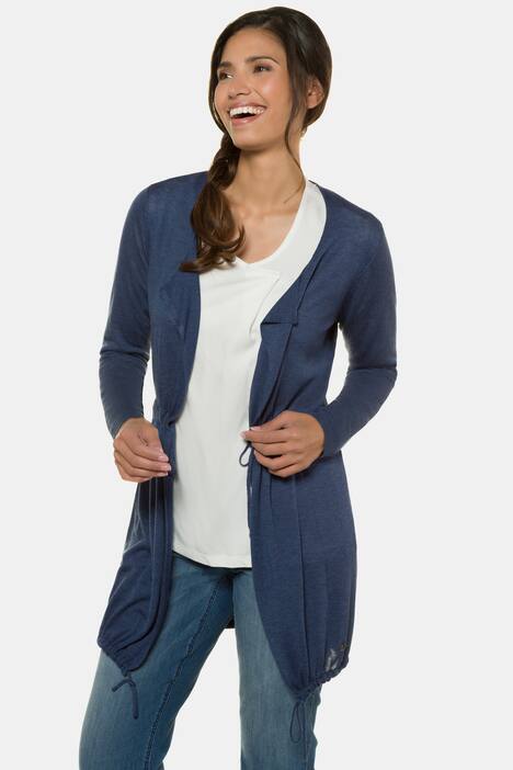 Strickjacke, Tunnelzug, lange Form, Bindeband