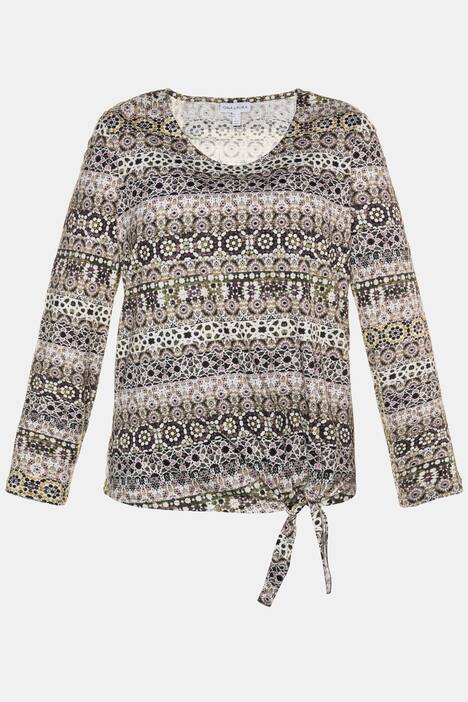 Shirt, Musterstreifen, Saumknoten, lange Ärmel