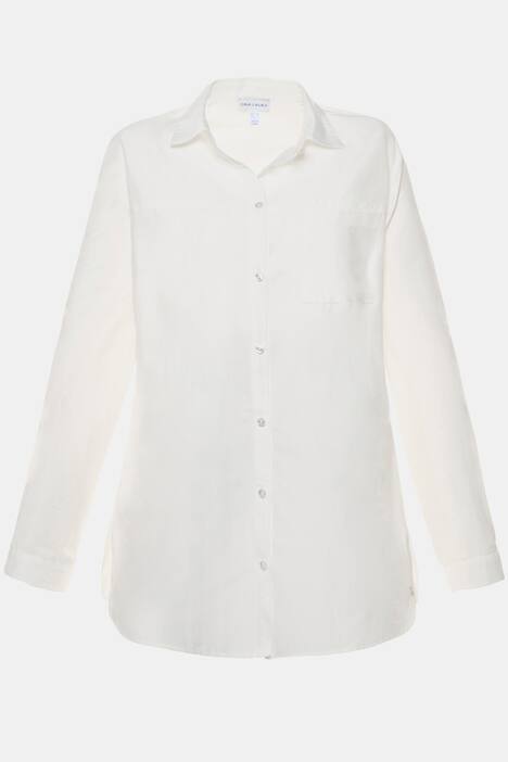Hemdbluse, Quernaht, Boxy-Form, Saum gerundet