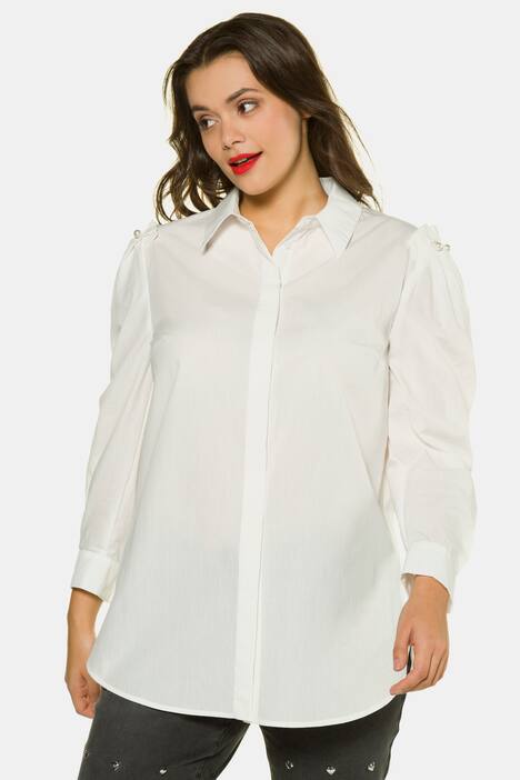 Hemdbluse, Schulterfalten, verdeckte Knopfleiste