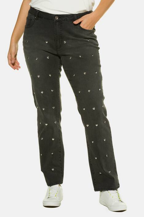 Jeans, Herznieten, Straight Fit, 5-Pocket-Form