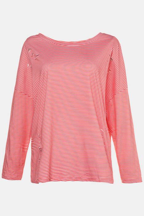 Destroy Effect Stripe Long Sleeve Cotton Tee