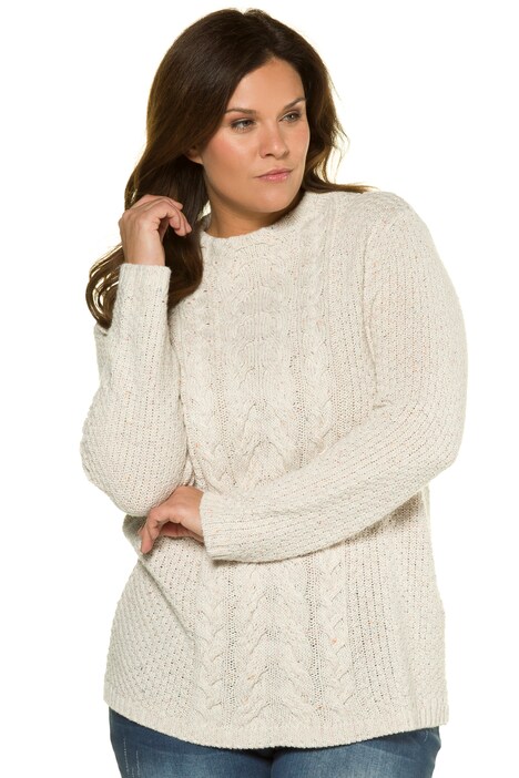 Front Cable Mock Neck Long Sleeve Sweater