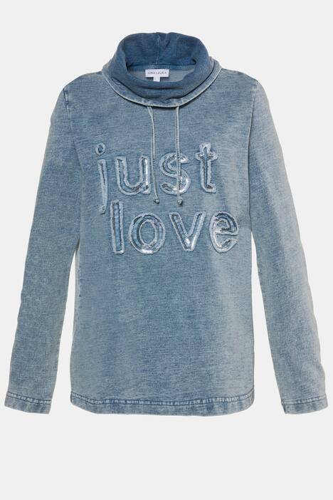 Sweatshirt, Denim-Optik, Pailletten-Schriftzug