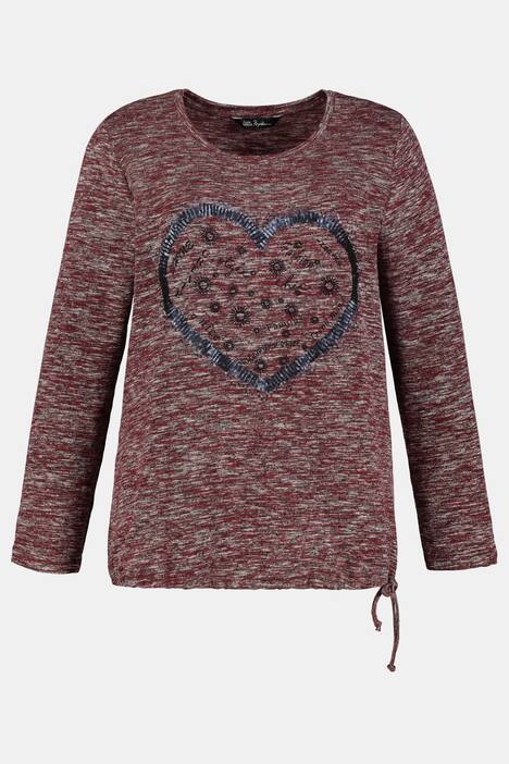 Heart Sequin Round Neck Long Sleeve Sweatshirt