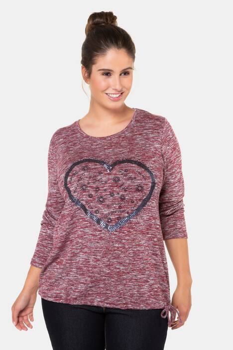 Heart Sequin Round Neck Long Sleeve Sweatshirt