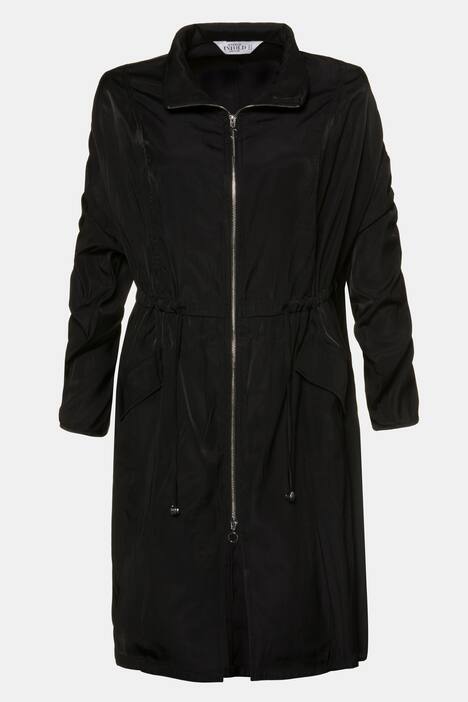 Mantel, 2-Wege-Zipper, Oversized, geraffter Langarm