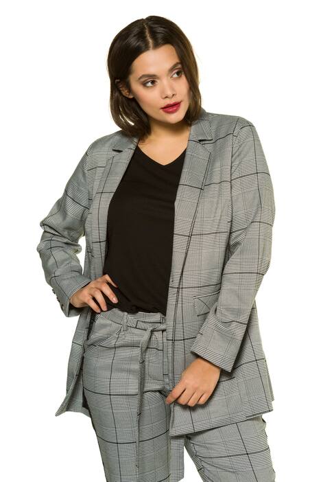 Plaid One Button Boyfriend Fit Stretch Blazer