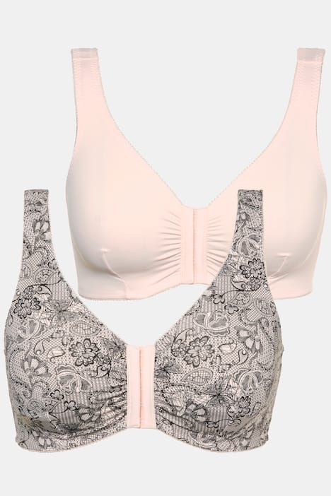 2 Pack of Comfort Stretch Bras - Lace Print, Solid