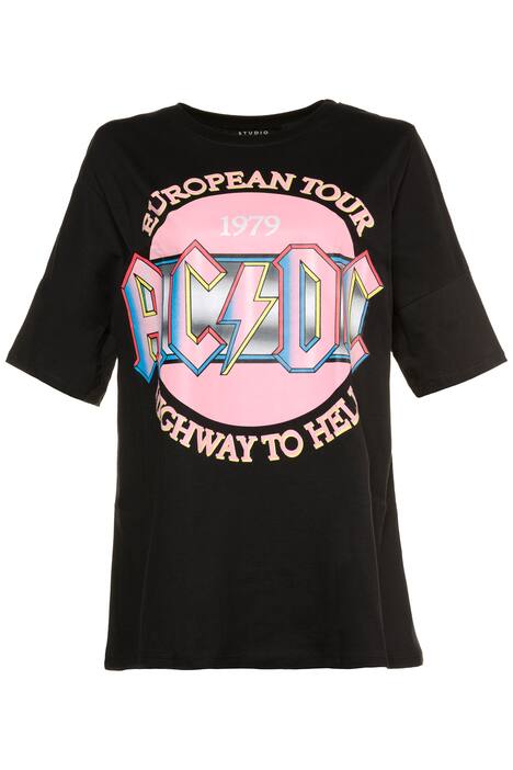 ACDC Themed Round Neck Short Sleeve Knit Tee