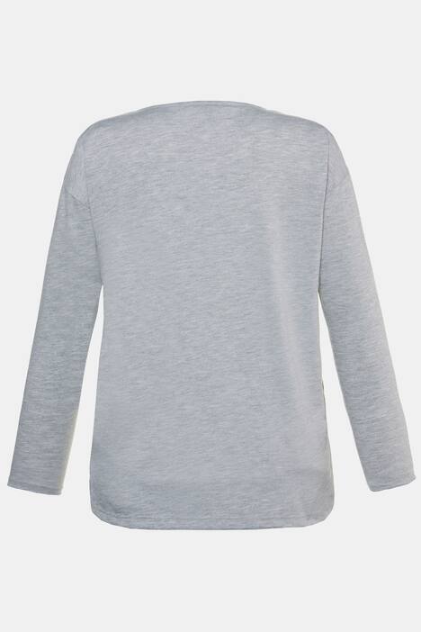 Shirt, Materialmix, Relaxed, Ziersteine, Langarm