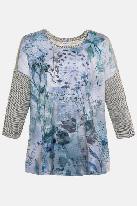 Shirt, Blüten, Relaxed, weite Schultern, 3/4-Ärmel