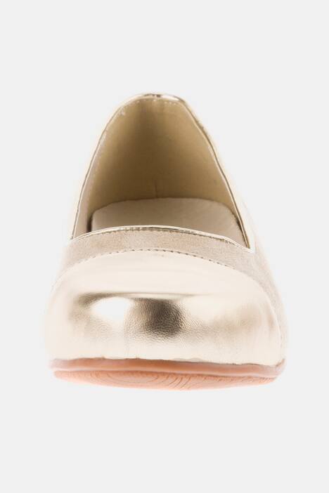 Ballerinas, goldene Spitze, weiches Veloursleder, Weite H