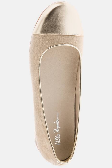 Ballerinas, goldene Spitze, weiches Veloursleder, Weite H