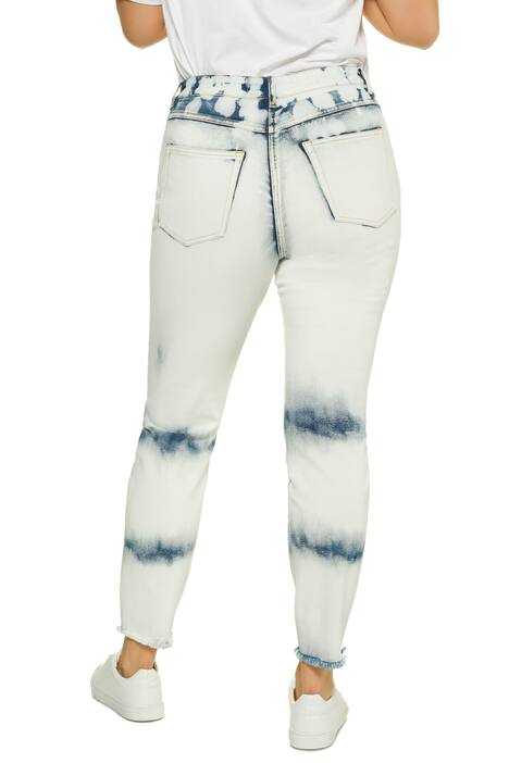 Individually Moonwashed Fringed Hem Skinny Jeans