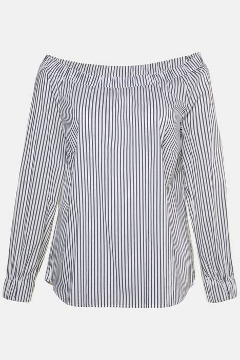 Bluse, schulterfrei, Streifen, Langarm, Studio Untold