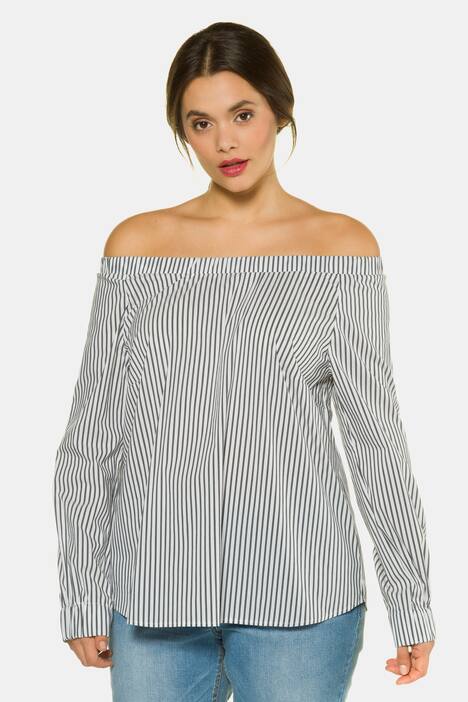 Bluse, schulterfrei, Streifen, Langarm, Studio Untold