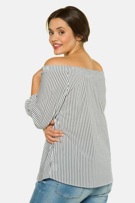 Bluse, schulterfrei, Streifen, Langarm, Studio Untold
