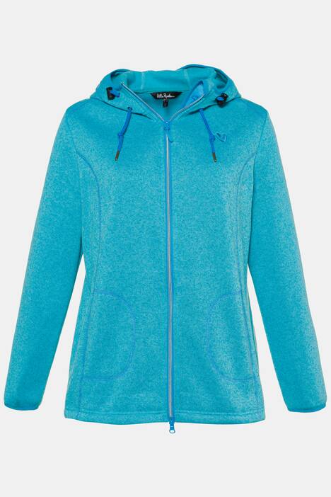Strickfleece-Jacke, Kontrastnähte, Kapuze, 2-Wege-Reißverschluss