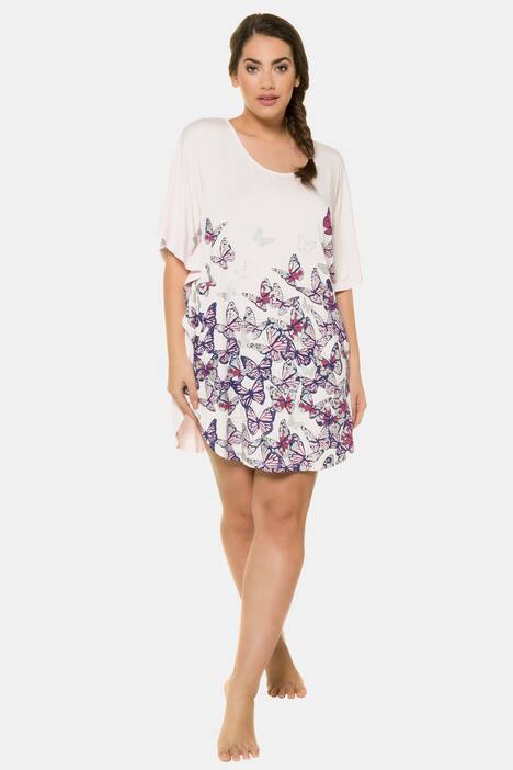 Metallic Butterfly Print Short Sleeve Knit Nightgown