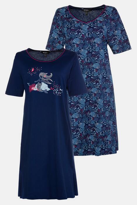 Bigshirts, 2er-Pack, Meerjungfrauenmotiv, bis Gr. 66/68