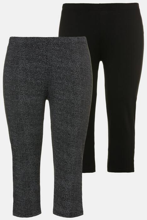 2 Pack Of Capri Stretch Cotton Knit Lounge Leggings