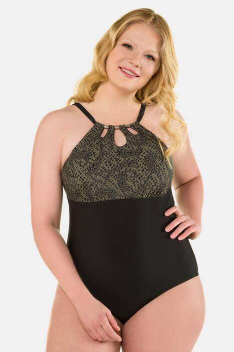 Leopard Print Keyhole Neck Front Lined Swimsuit