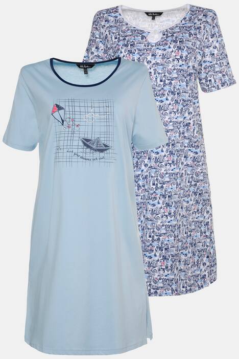 Bigshirts, 2er-Pack, Bootmotiv / Häusermuster