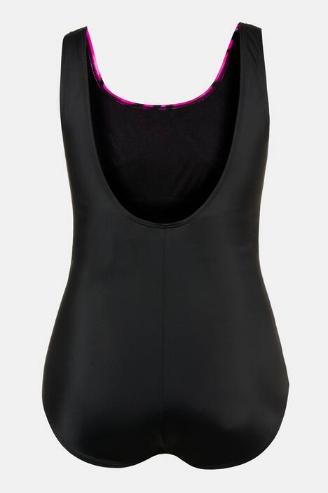 Neon Tie Dye Print Round Neck Front Lined Swimsuit