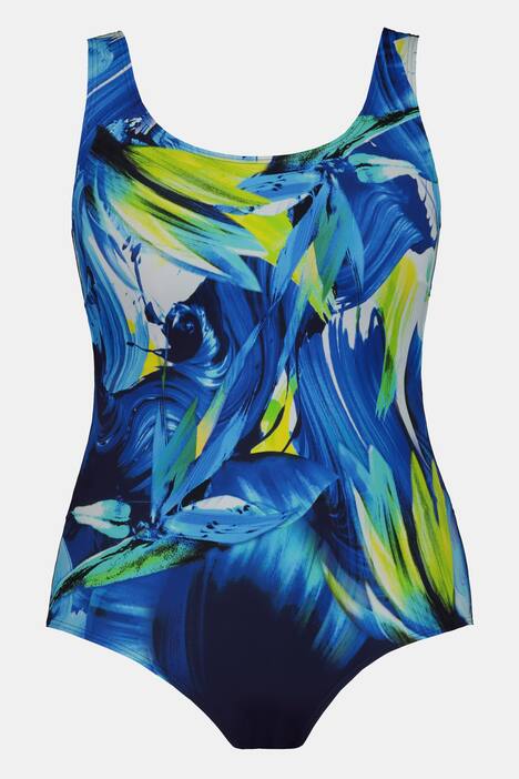 Colorful Paint Stroke Print Lined Swimsuit
