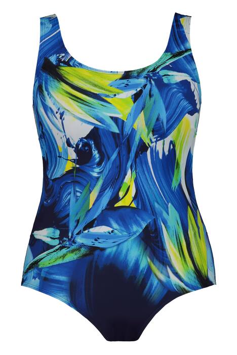 Colorful Paint Stroke Print Lined Swimsuit